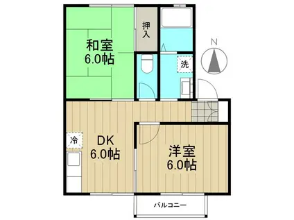 リビエールB棟(2DK/2階)の間取り写真