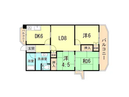 明石大窪四号棟(3LDK/5階)の間取り写真