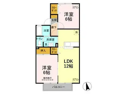 ル・パサージュ(2LDK/2階)の間取り写真