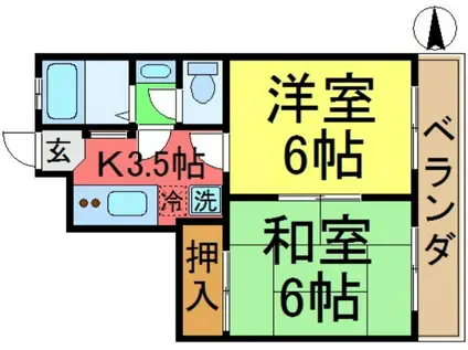 ウッディベル(2K/2階)の間取り写真