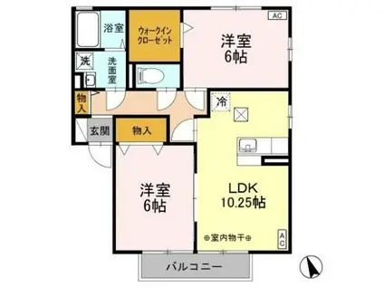 フォレスト・コート A(2LDK/1階)の間取り写真