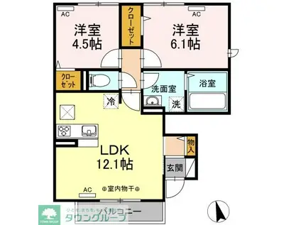 H・MパークスV(2LDK/1階)の間取り写真