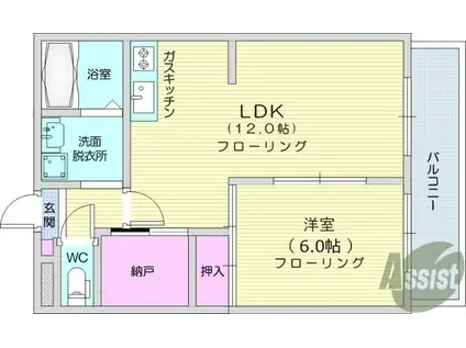 中田アヴェニュー2(1SLDK/3階)の間取り写真