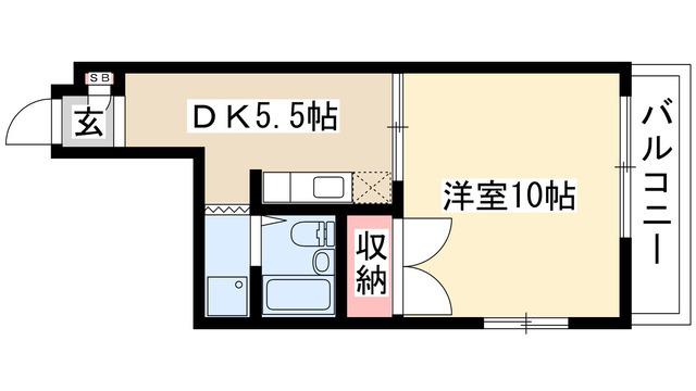 サンダンケ(1K/4階)の間取り写真