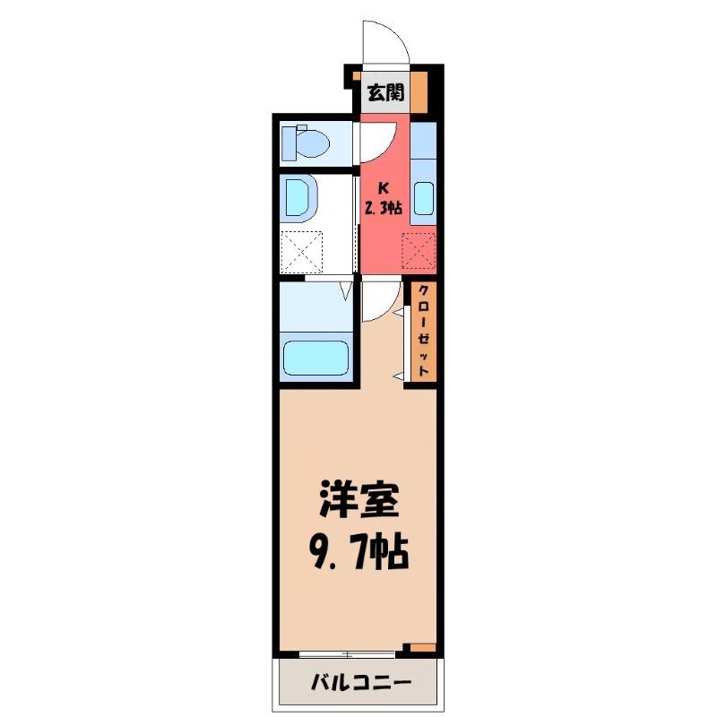 ヒカルサ熊谷大原(1K/3階)の間取り写真