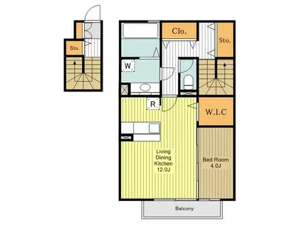花水木F(1LDK/2階)の間取り写真