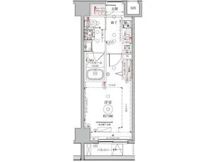 クレヴィスタ押上(1K/3階)の間取り写真
