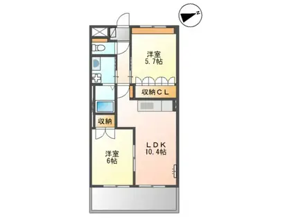 ハピネスコート(2LDK/1階)の間取り写真