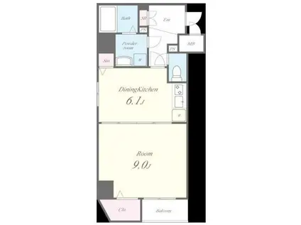 パラッツォクボタ(1DK/5階)の間取り写真