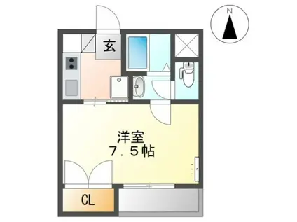 ビアン長町(1K/1階)の間取り写真