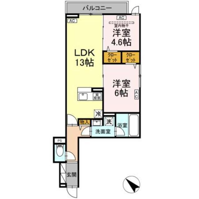 セレスティア新宿(2LDK/3階)の間取り写真