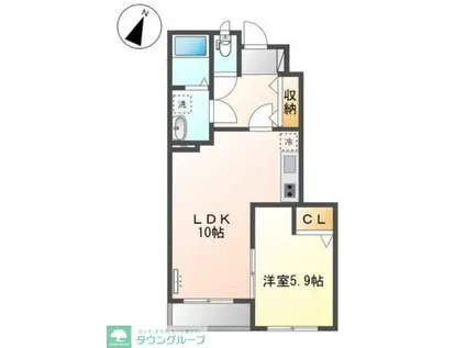 メビウス(1LDK/1階)の間取り写真