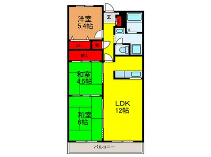 藤和守口ハイタウン(3LDK/8階)の間取り写真