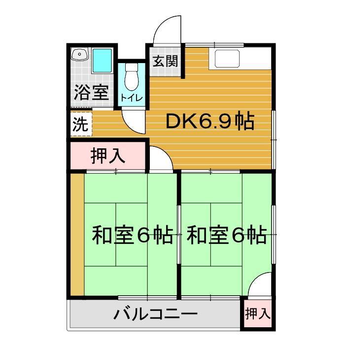 中村アパート(2DK/2階)の間取り写真
