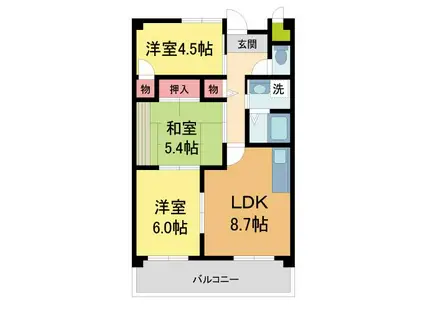 マンションむなかた(3DK/3階)の間取り写真