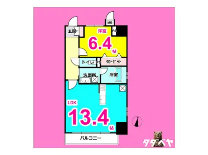 プレイス白壁(1LDK/6階)の間取り写真