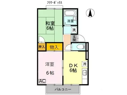 サニーハイツフミ(2DK/2階)の間取り写真