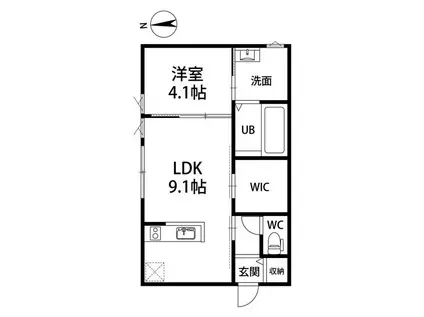 ヘルベチカ(1LDK/2階)の間取り写真