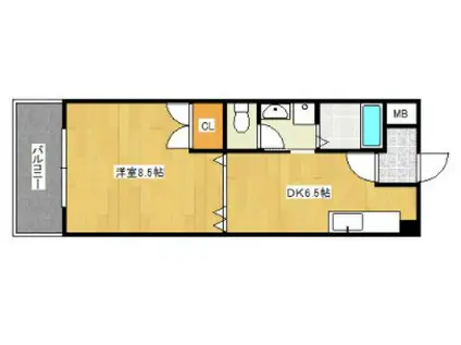 クラウンV(1DK/2階)の間取り写真