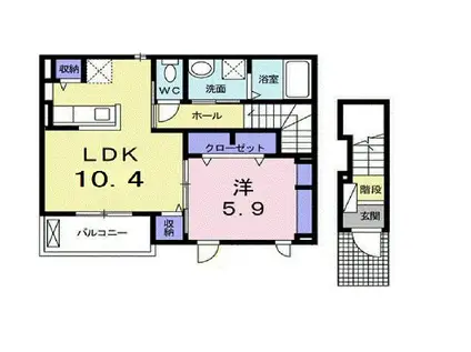 フォルテ.Y A(1LDK/2階)の間取り写真