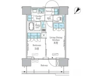 HARUMI FLAG PORT VILLAGE C棟(1LDK/2階)の間取り写真