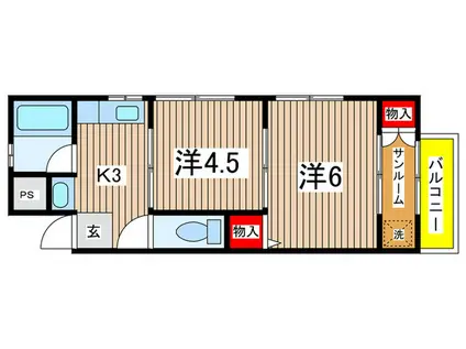 カーサタカラ(2K/1階)の間取り写真