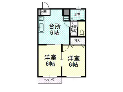 シャトル石田(2DK/1階)の間取り写真