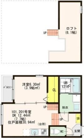 本陣テラス(1LDK/1階)の間取り写真
