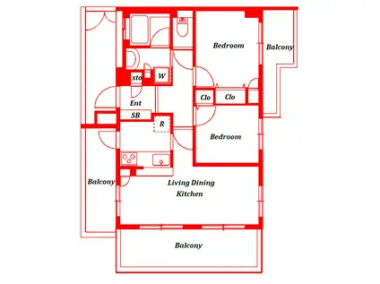 弘明寺マンション(2LDK/2階)の間取り写真