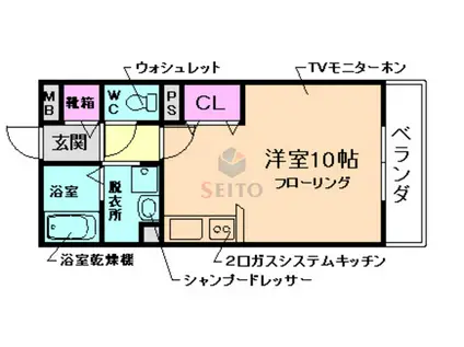 グランウエスト(ワンルーム/2階)の間取り写真