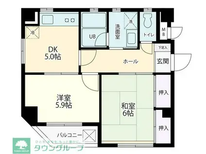 ヨコスカビルII(2DK/3階)の間取り写真