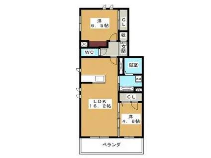 アルボレガーロ(2LDK/2階)の間取り写真