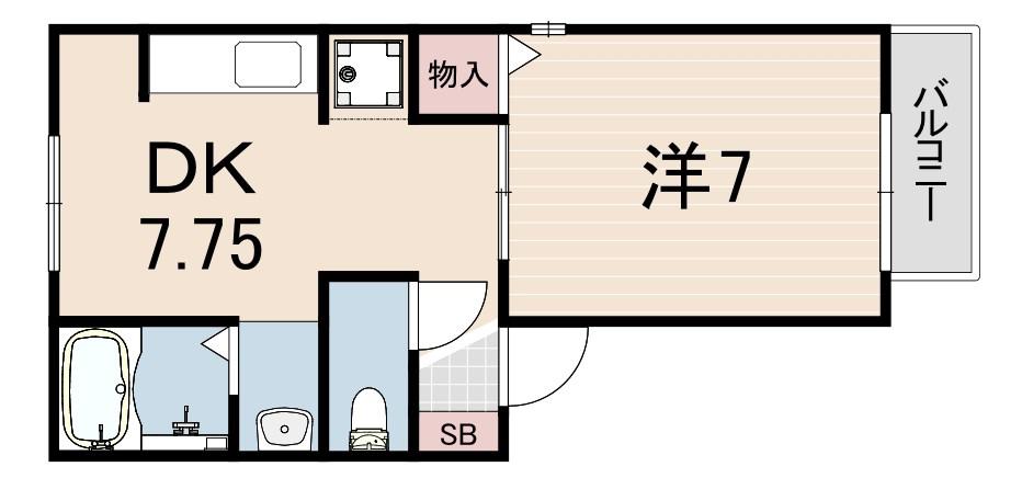 セジュール楠谷(1DK/2階)の間取り写真