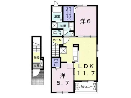 グレイスフル II(2LDK/2階)の間取り写真