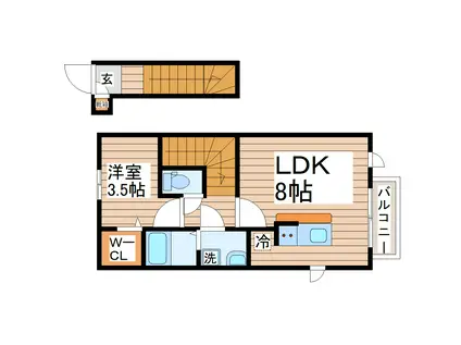 ディアコートII A棟(1LDK/2階)の間取り写真