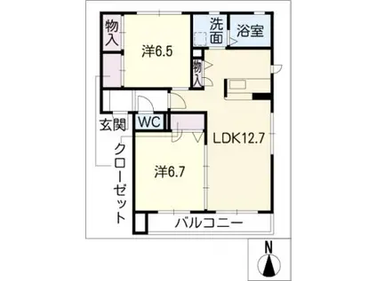 ソシアK(2LDK/1階)の間取り写真