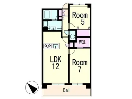 サニングパレス(2LDK/5階)の間取り写真