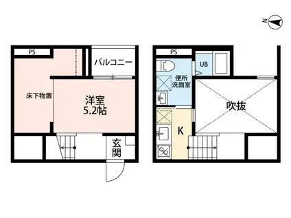 PARTAGE SUZU(1K/2階)の間取り写真