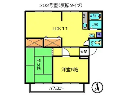 第12サンライフ吉野(2LDK/2階)の間取り写真