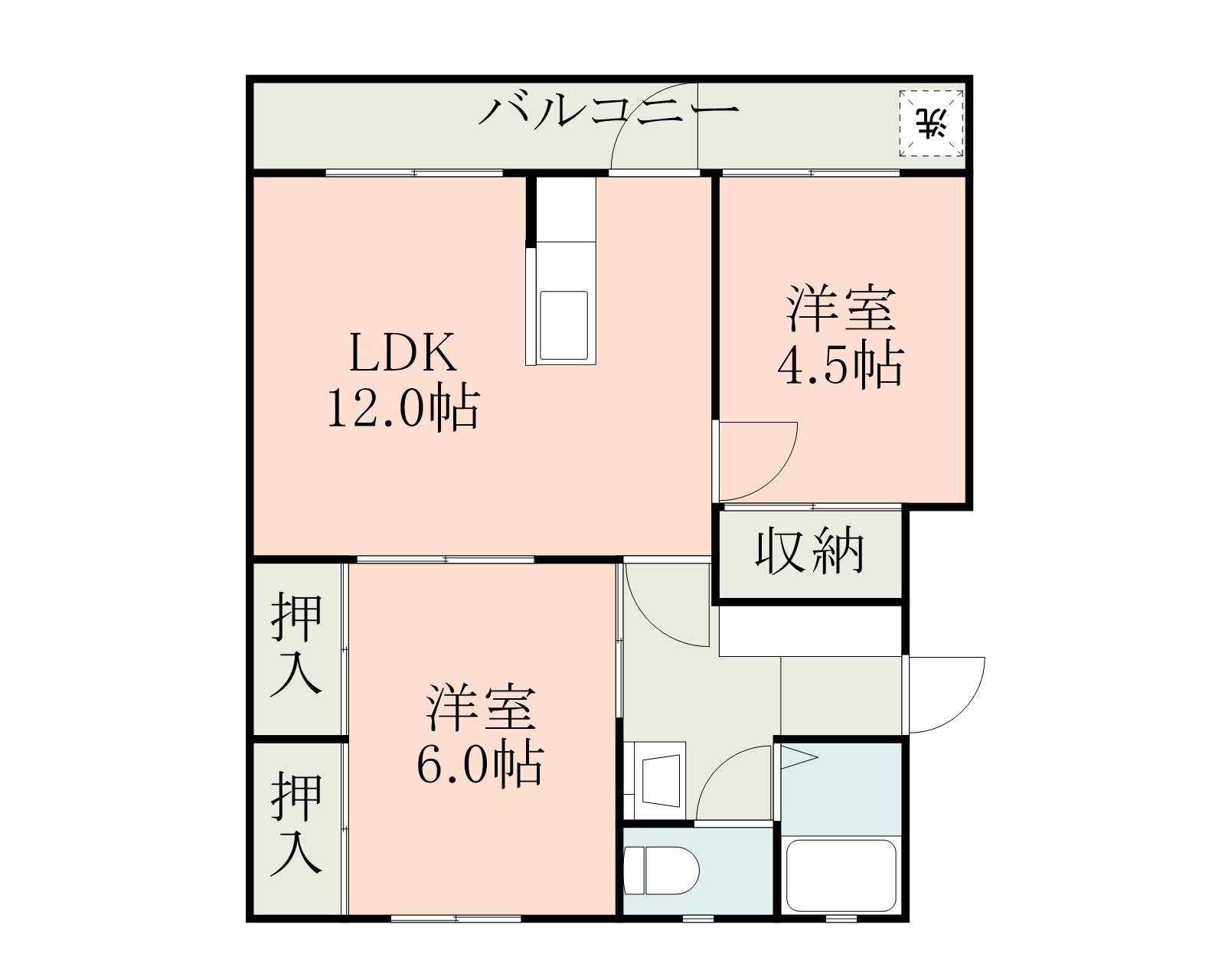 藤絹600(2LDK/4階)の間取り写真