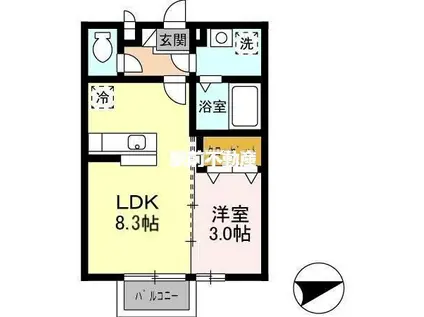 メゾン・ド・ルーラルII(1LDK/2階)の間取り写真