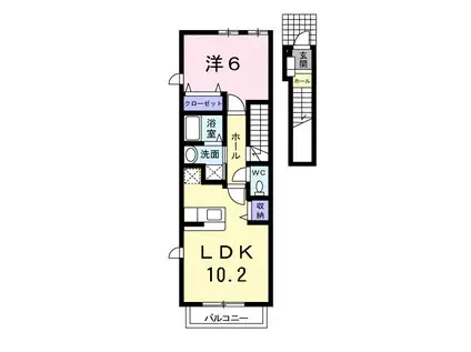 フルール・メゾン AB(1LDK/2階)の間取り写真