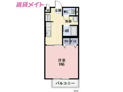 ワカバハイツA棟(1K/1階)の間取り写真