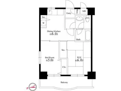 カーサTTY(2DK/2階)の間取り写真