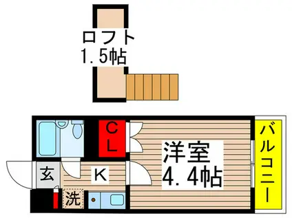 サンノーブル勝田台(1K/3階)の間取り写真