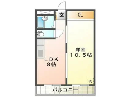 メゾン三幸(1LDK/5階)の間取り写真
