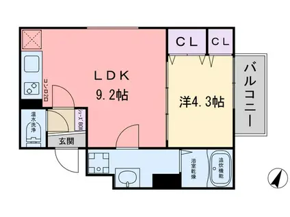 クレシア荻浦(1LDK/2階)の間取り写真