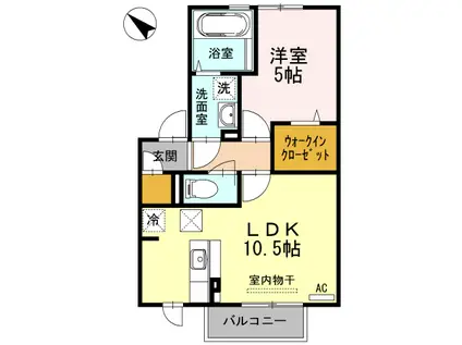 フェアプラッツA棟(1LDK/2階)の間取り写真