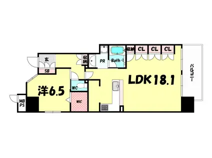 ワコーレ神戸三宮トラッドタワー(1LDK/3階)の間取り写真