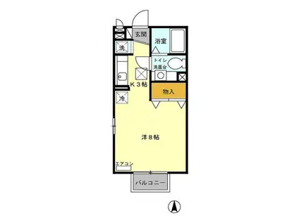 サンモナリエ(ワンルーム/1階)の間取り写真